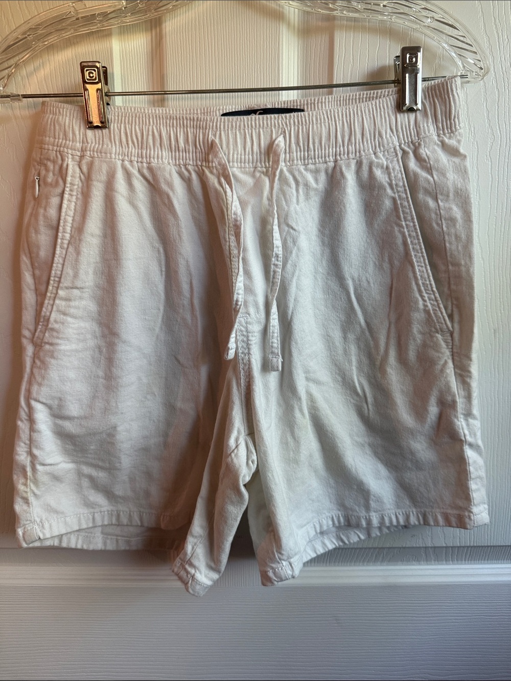 Men's XS Drawstring Linen Shorts - White